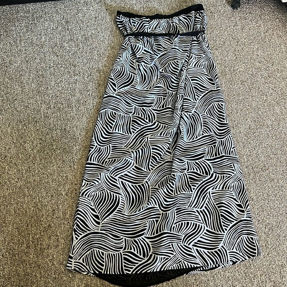 Old Navy black + White printed strapless maxi XL